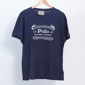 NWOT Polo Ralph Lauren Authentic Denim Goods Mens Navy Graphic T Shirt, Medium